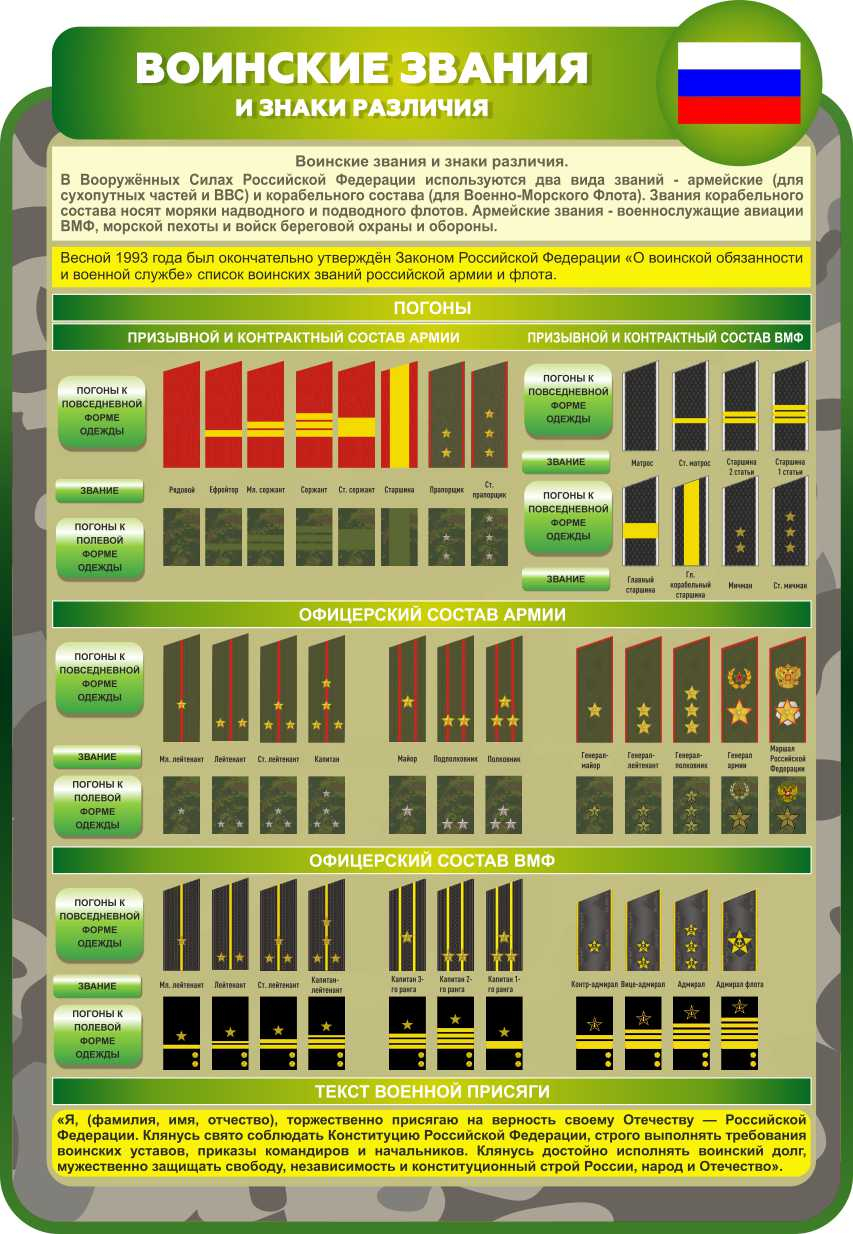 Воинские звания и знаки различия 750х1100мм купить Старая Русса